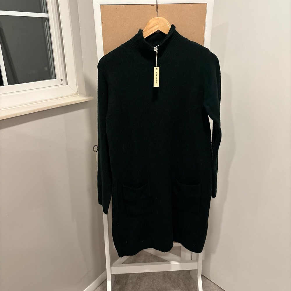 Max Studio Black Knit Turtleneck Sweater Dress